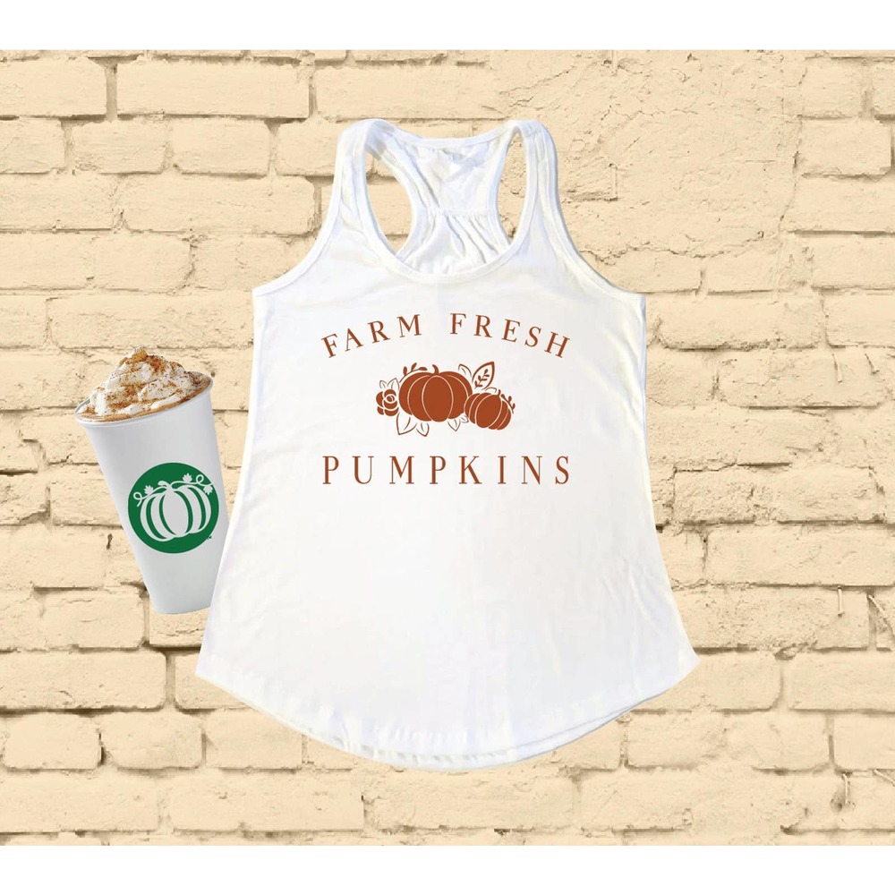 Farm Fresh Pumpkins Fall Tank Top Autumn Pumpkin Shirt Fall Vibes Racerback
